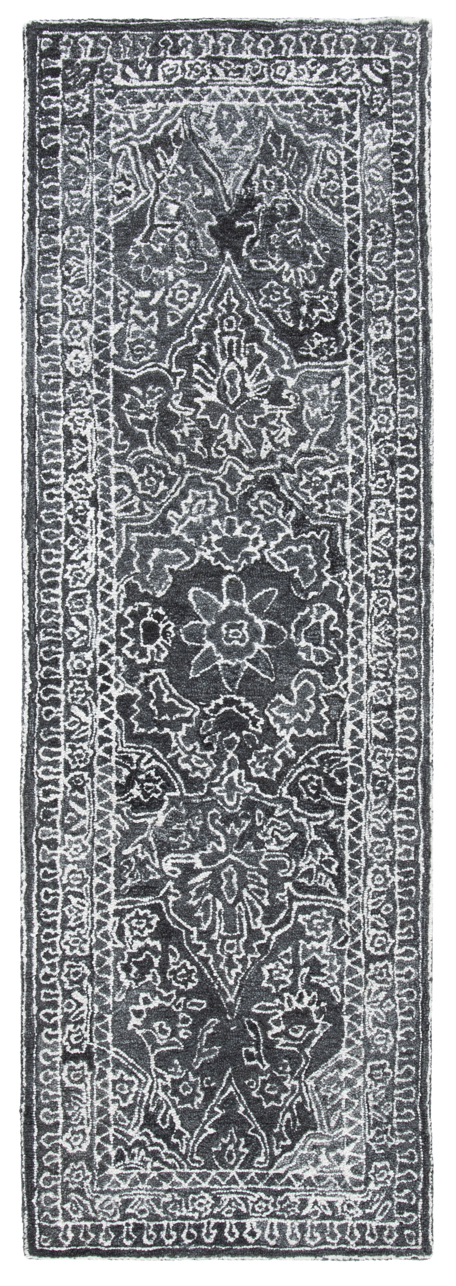 SAFAVIEH Marquee Jone Medallion Runner Rug, Black/Ivory, 2'6" x 8'