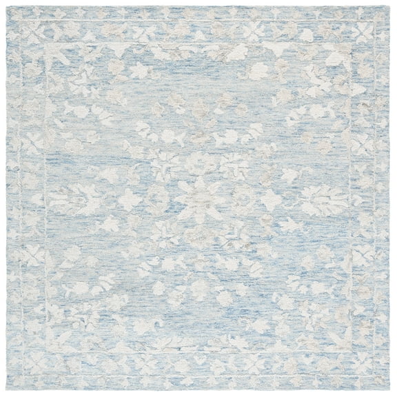 SAFAVIEH Marquee Lucille Floral Area Rug, Blue/Grey, 6' x 6' Square