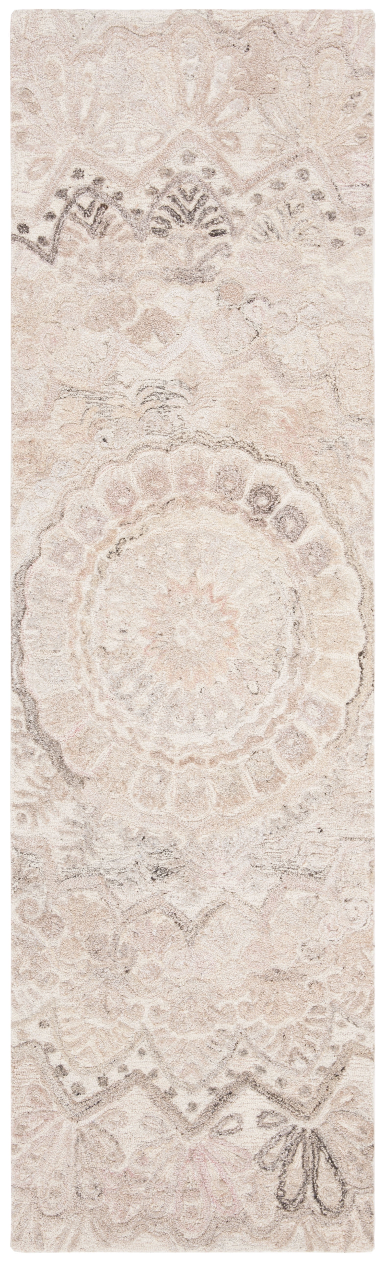 Ivory Floral Hand-Tufted Wool Accent Rug 27" x 14"