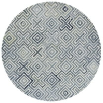 SAFAVIEH Marquee Vaughn Geometric Area Rug, Ivory/Blue, 6' x 6' Round