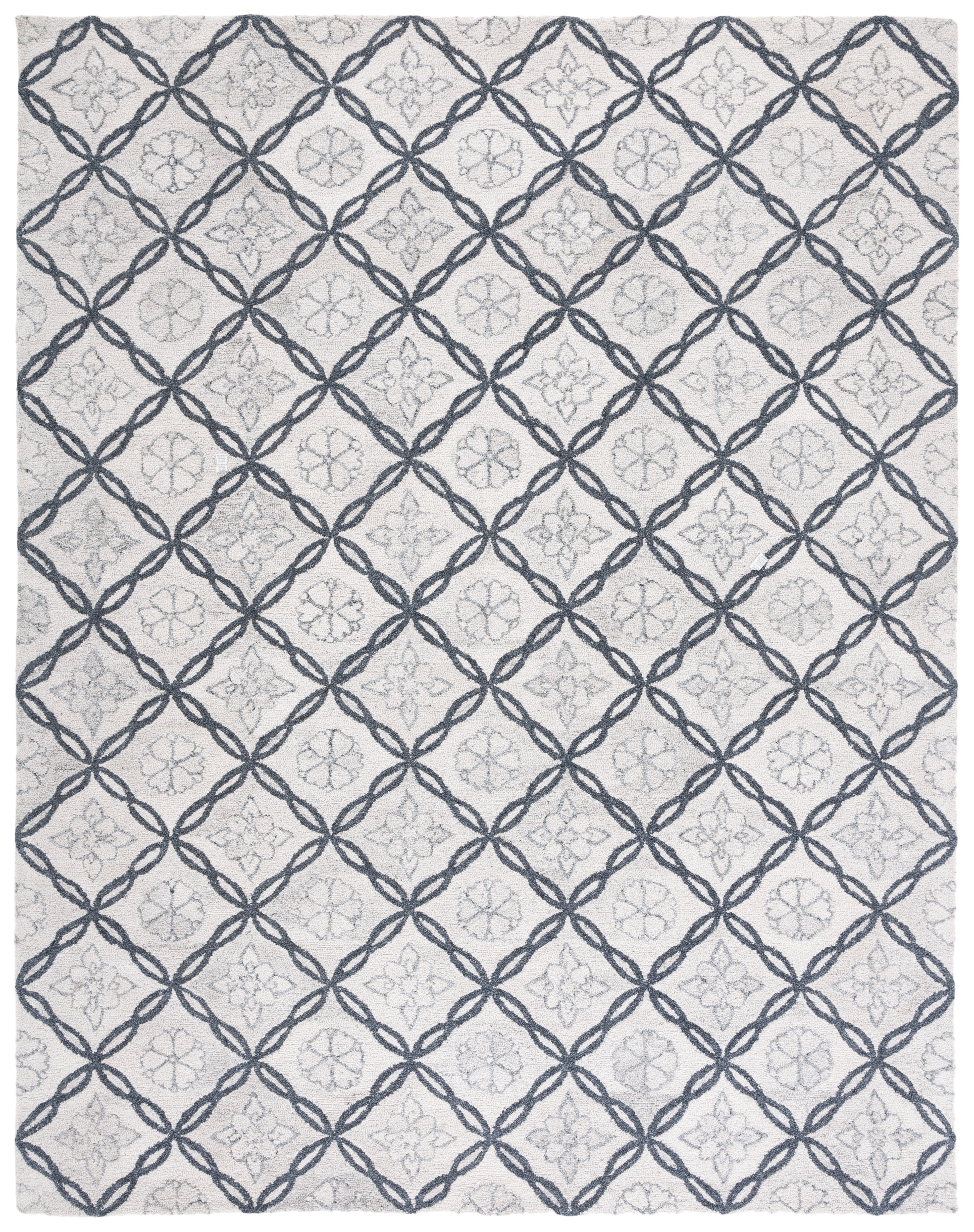 Gray and Ivory Hand-Tufted Wool Geometric 8' x 10' Area Rug