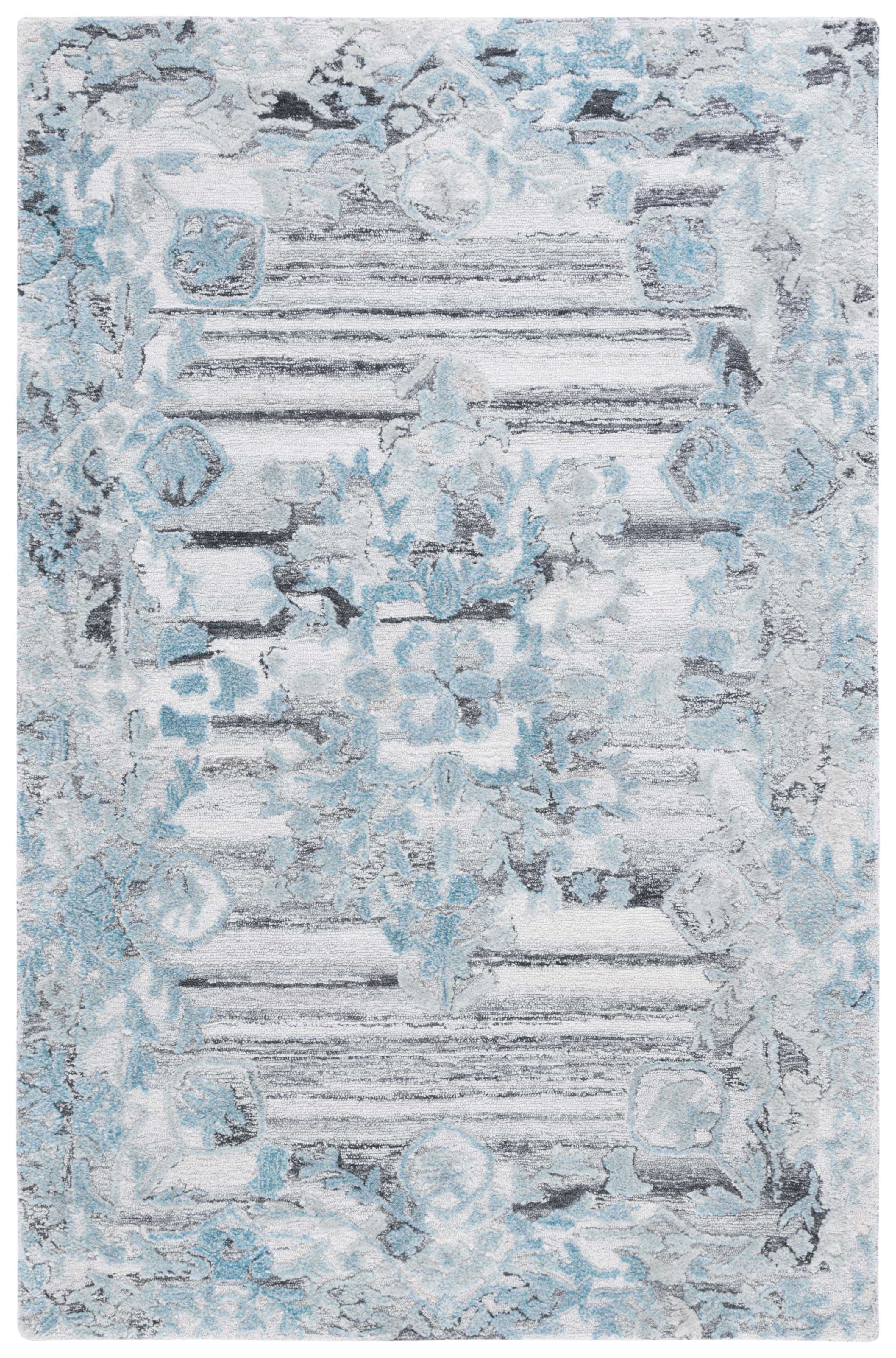 SAFAVIEH Marquee Madilyn Abstract Polyester Area Rug, Grey/Teal, 3' x 5'
