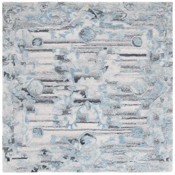 SAFAVIEH Marquee Madilyn Abstract Polyester Area Rug, Grey/Teal, 6' x 6' Square