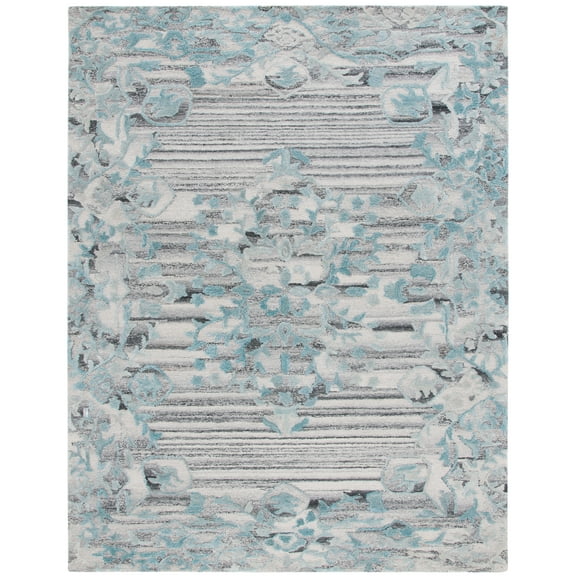 SAFAVIEH Marquee Madilyn Abstract Polyester Area Rug, Grey/Teal, 8' x 10'