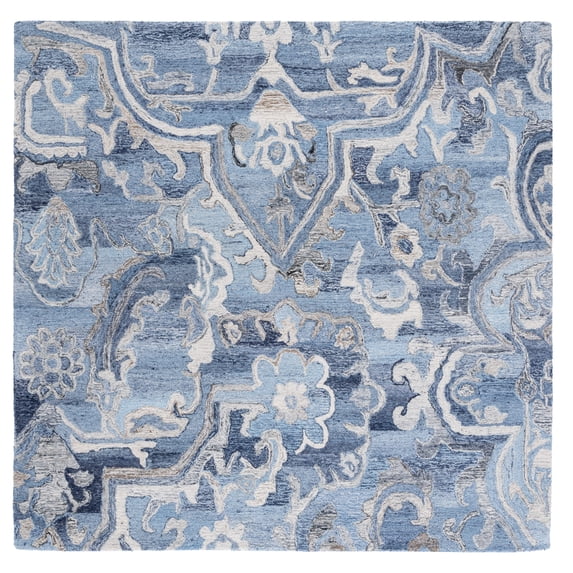 SAFAVIEH Marquee Marsan Geometric Area Rug, Blue/Grey, 5' x 5' Square