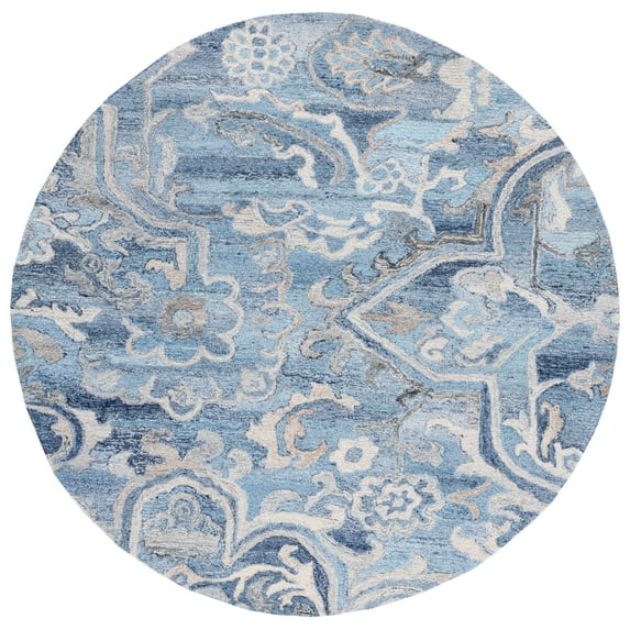 SAFAVIEH Marquee Marsan Geometric Area Rug, Blue/Grey, 7' x 7' Round