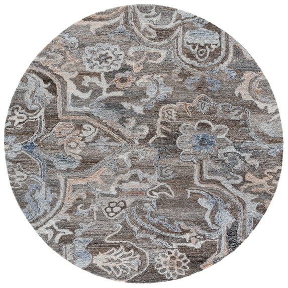 SAFAVIEH Marquee Marsan Geometric Area Rug, Brown/Grey, 6' x 6' Round