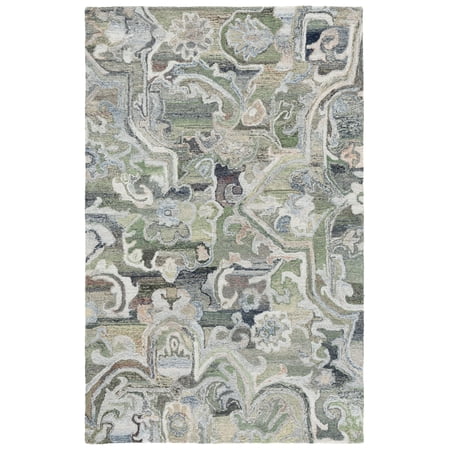 SAFAVIEH Marquee Marsan Geometric Area Rug, Light Green/Beige, 5' x 8'
