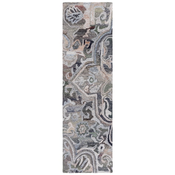 SAFAVIEH Marquee Marsan Geometric Runner Rug, Light Green/Beige, 2'3" x 8'