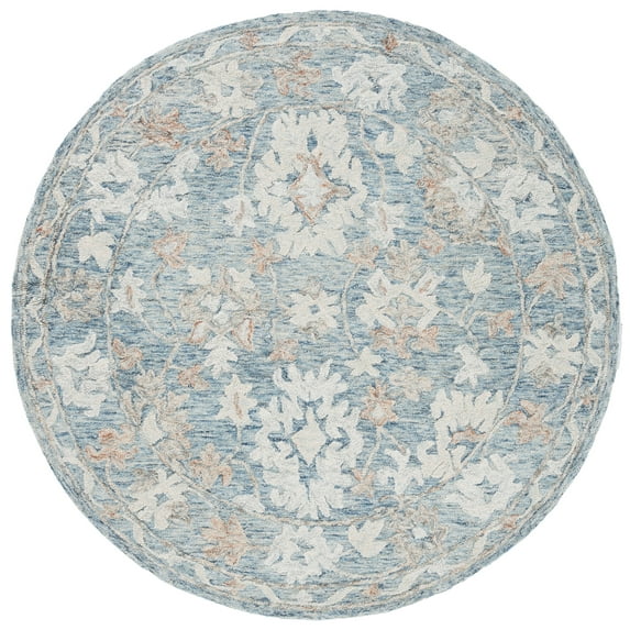 SAFAVIEH Marquee Raynard Floral Area Rug, Blue/Rust, 6' x 6' Round