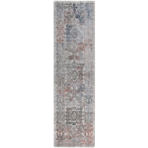 SAFAVIEH Marquee Rita Medallion Polyester Runner Rug, Rust/Grey, 2'3" x 8'