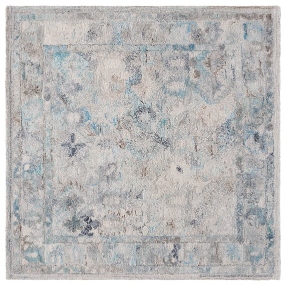 SAFAVIEH Marquee Stewart Abstract Area Rug, Light Blue/Beige, 6' x 6' Square