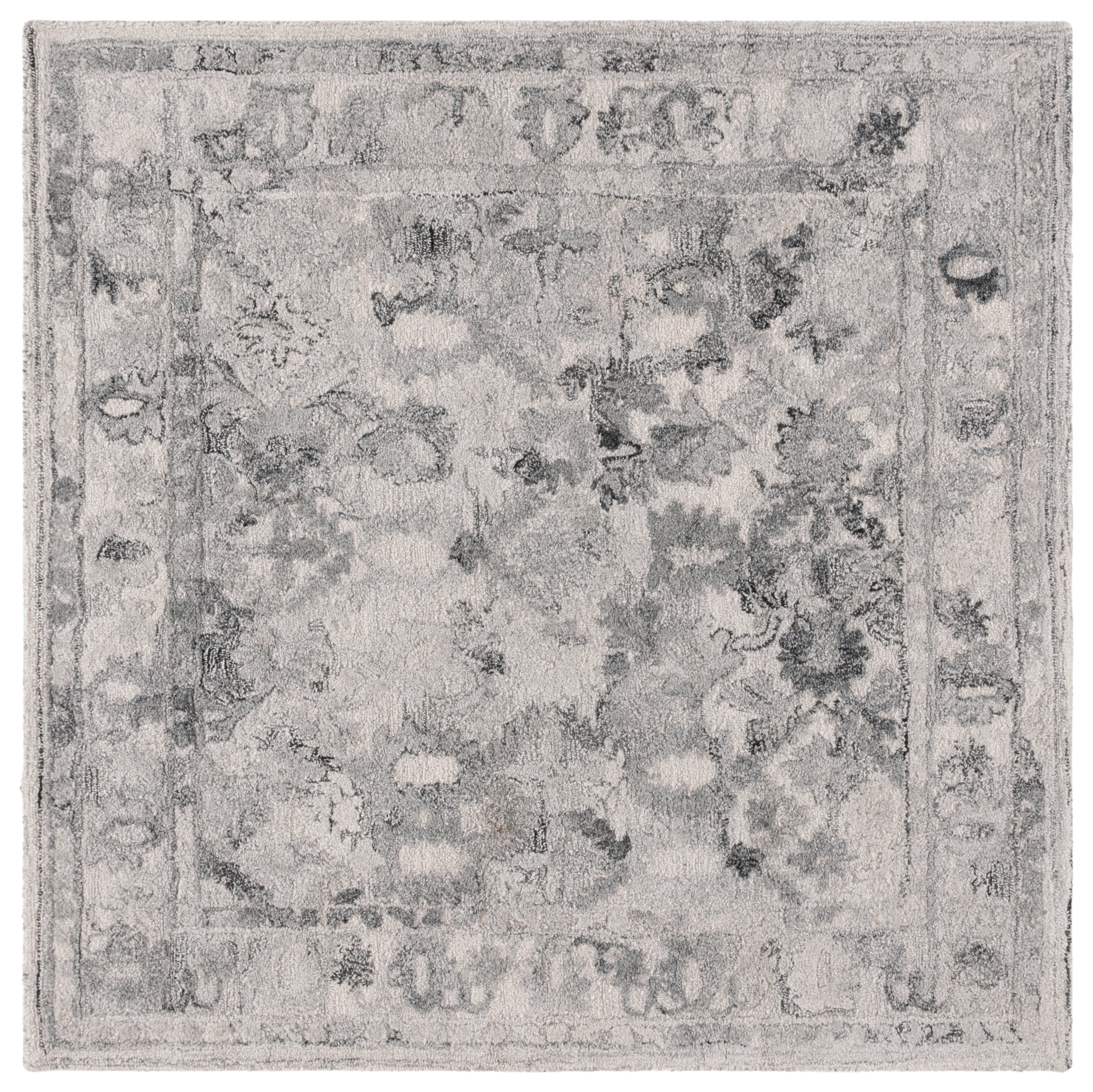 SAFAVIEH Marquee Stewart Abstract Area Rug, Light Gray/Charcoal, 6' x 6' Square