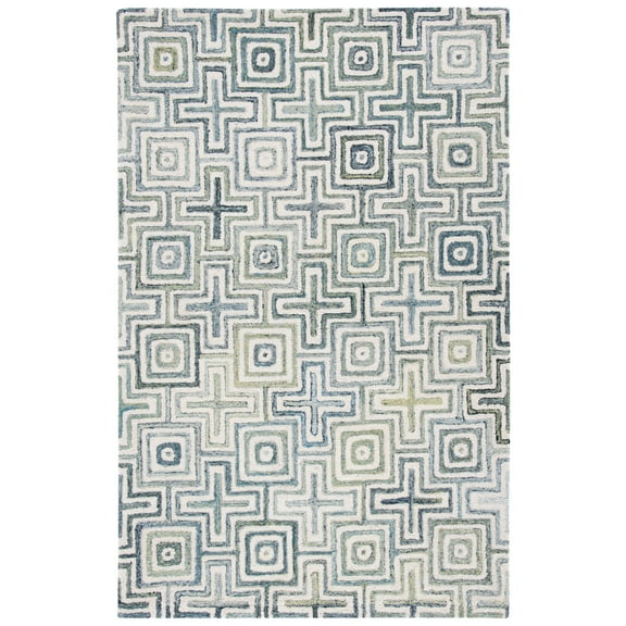 SAFAVIEH Marquee Vaughn Geometric Area Rug, Ivory/Blue, 5' x 8'