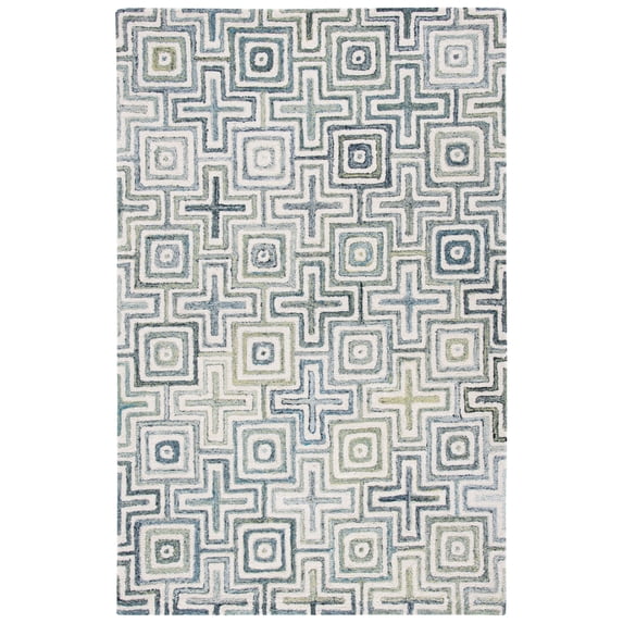 SAFAVIEH Marquee Vaughn Geometric Area Rug, Ivory/Blue, 6' x 9'