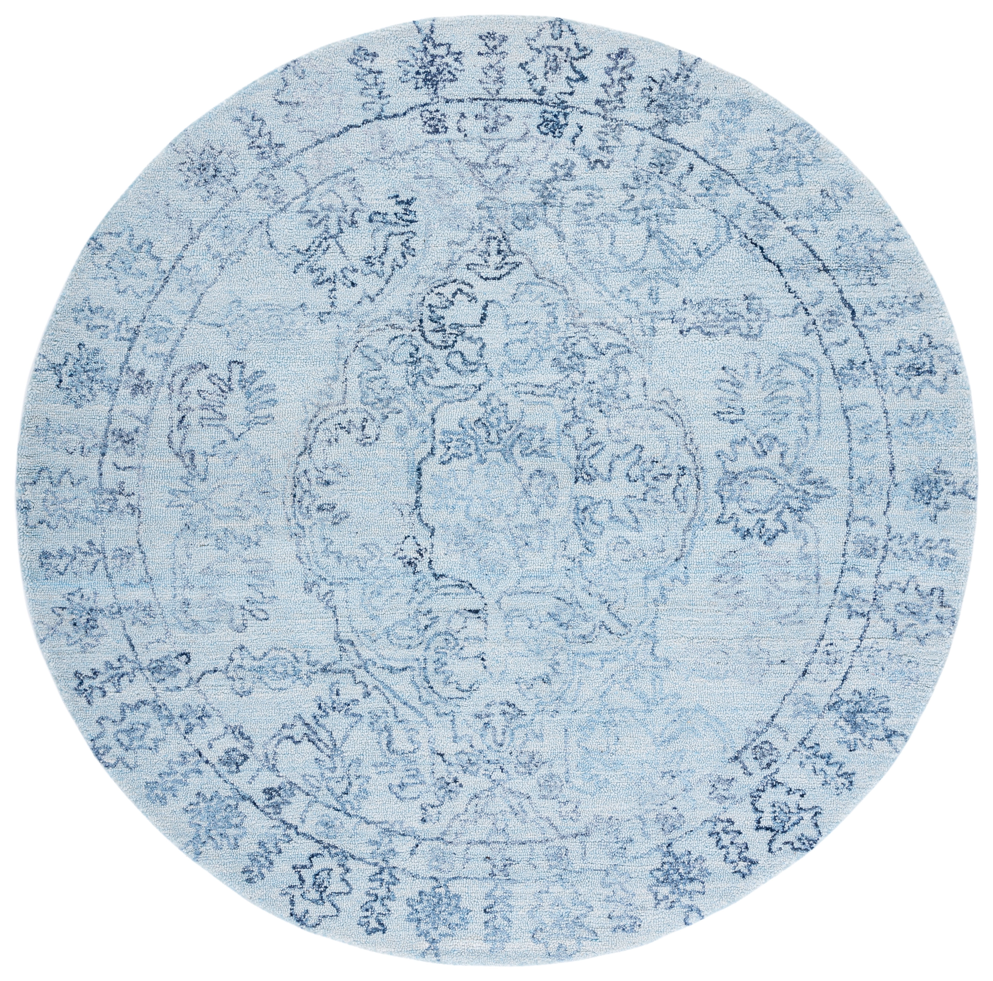 SAFAVIEH Marquee Xanthia Medallion Area Rug, Light Blue/Navy, 6' x 6' Round