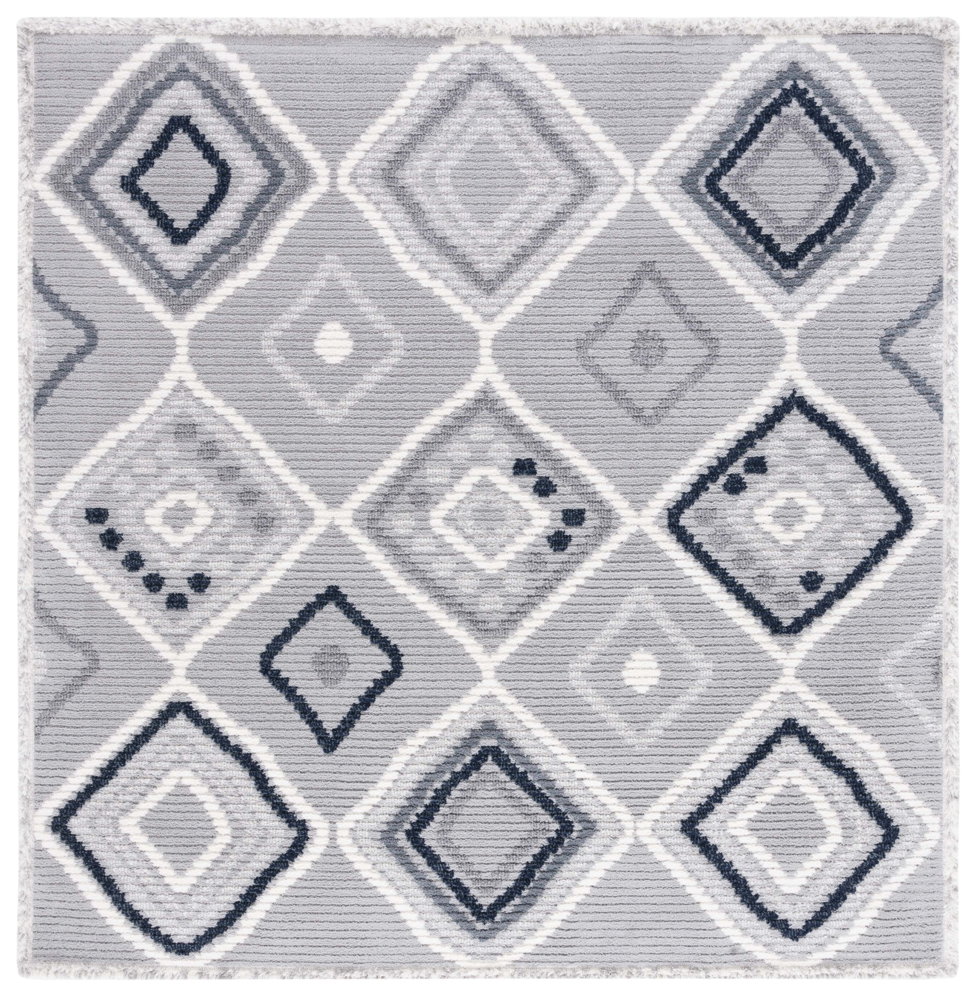 Marrakesh Gray and Light Gray Synthetic Square Area Rug