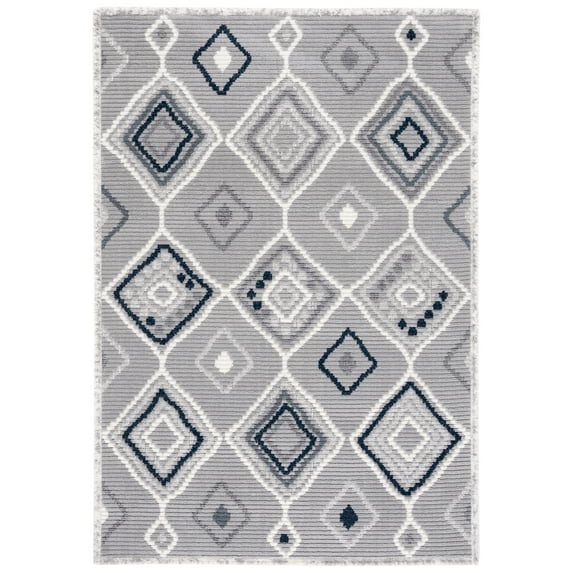 SAFAVIEH Marrakesh Augustin Southwestern Polyester Area Rug, Grey/Light Grey, 8' x 10'