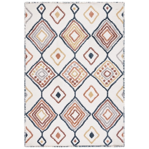 SAFAVIEH Marrakesh Augustin Southwestern Polyester Area Rug, Ivory/Multi, 4' x 6'