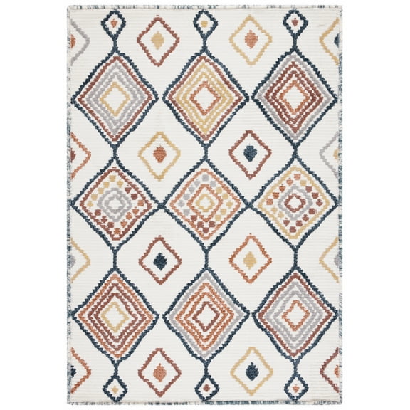SAFAVIEH Marrakesh Augustin Southwestern Polyester Area Rug, Ivory/Multi, 8' x 10'