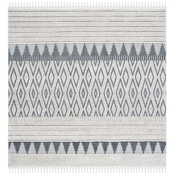 SAFAVIEH Marrakesh Bernadette Southwestern Polyester Area Rug, Ivory/Blue, 6'7" x 6'7" Square