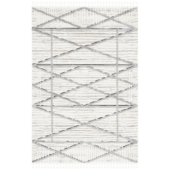 SAFAVIEH Marrakesh Beryl Diamond Polyester Area Rug, Beige/Grey, 8' x 10'
