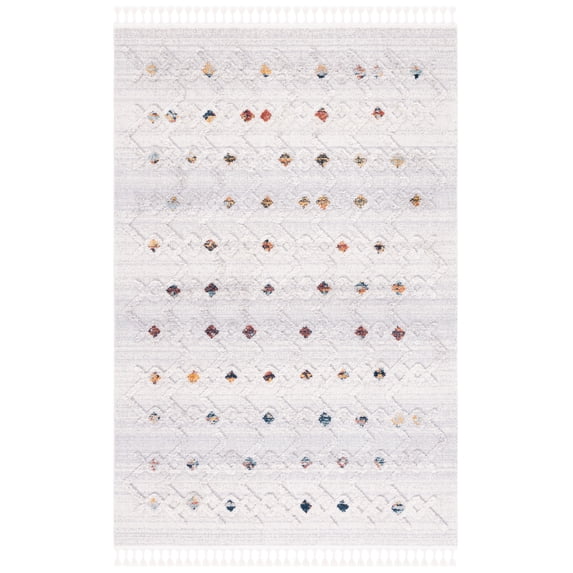 SAFAVIEH Marrakesh Boyce Diamond Polyester Area Rug, Grey/Light Grey, 8' x 10'