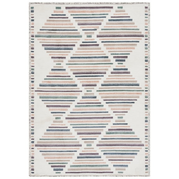 SAFAVIEH Marrakesh Celinda Southwestern Polyester Area Rug, Ivory/Multi, 9' x 12'