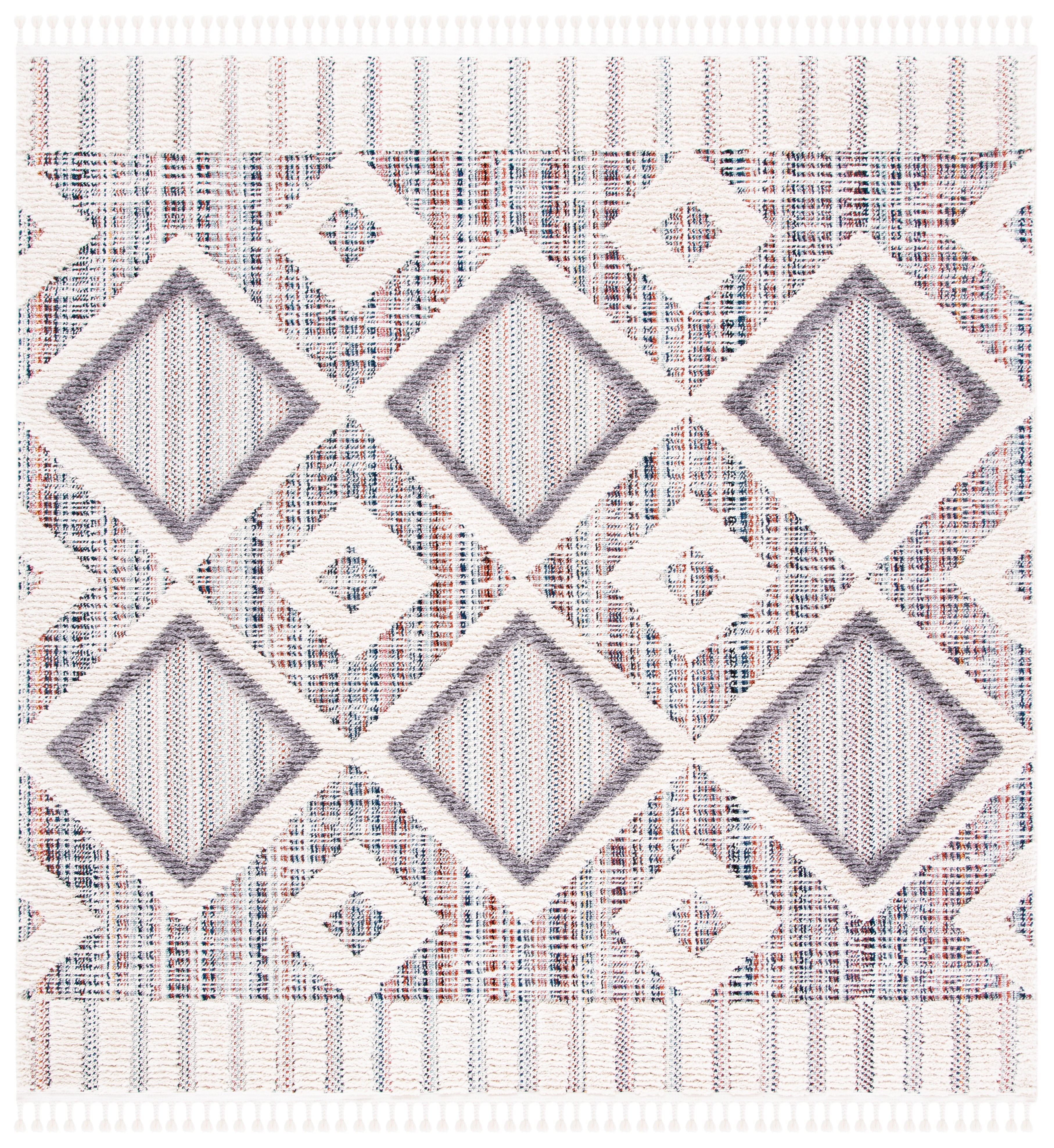Hand-Knotted Marrakesh Square Gray Wool Blend 6'7" Rug
