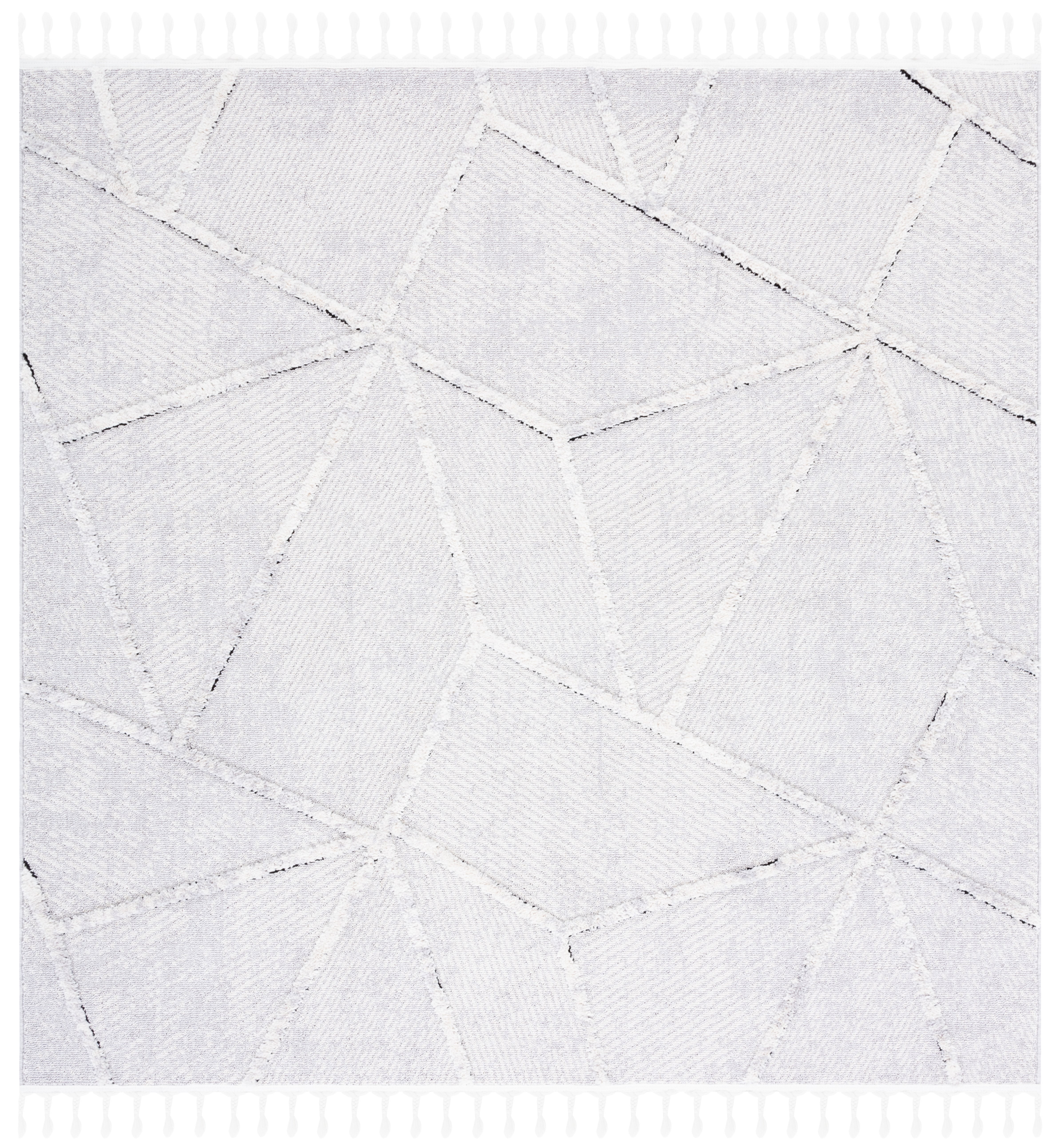 Nomadic Ivory & Grey Hand-Knotted Wool Square Rug