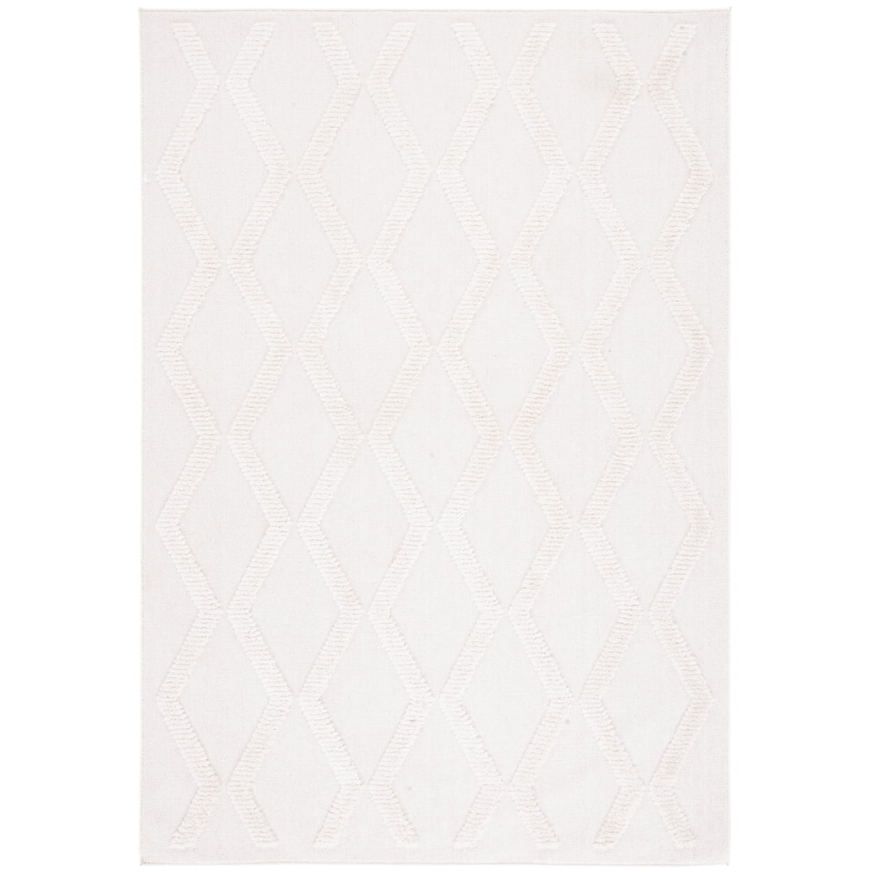 Bohemian Marrakesh Ivory Round Wool Blend Area Rug, 9' x 12'