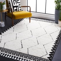 SAFAVIEH Marrakesh Corie Diamond Polyester Area Rug, Ivory/Anthracite, 8' x 10'