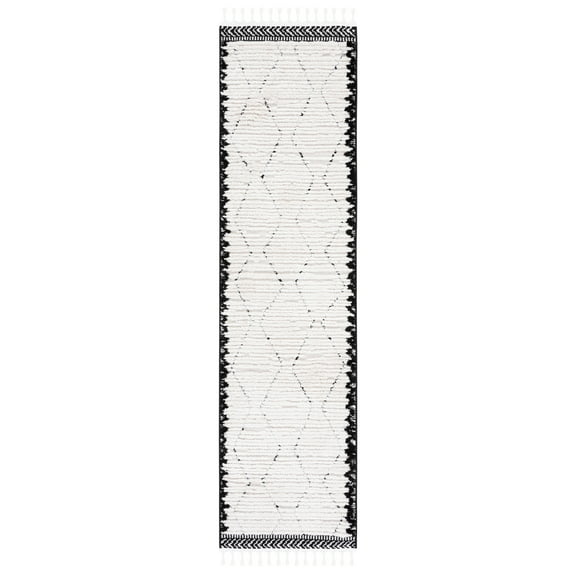 SAFAVIEH Marrakesh Corie Diamond Polyester Runner Rug, Ivory/Anthracite, 2'2" x 8'