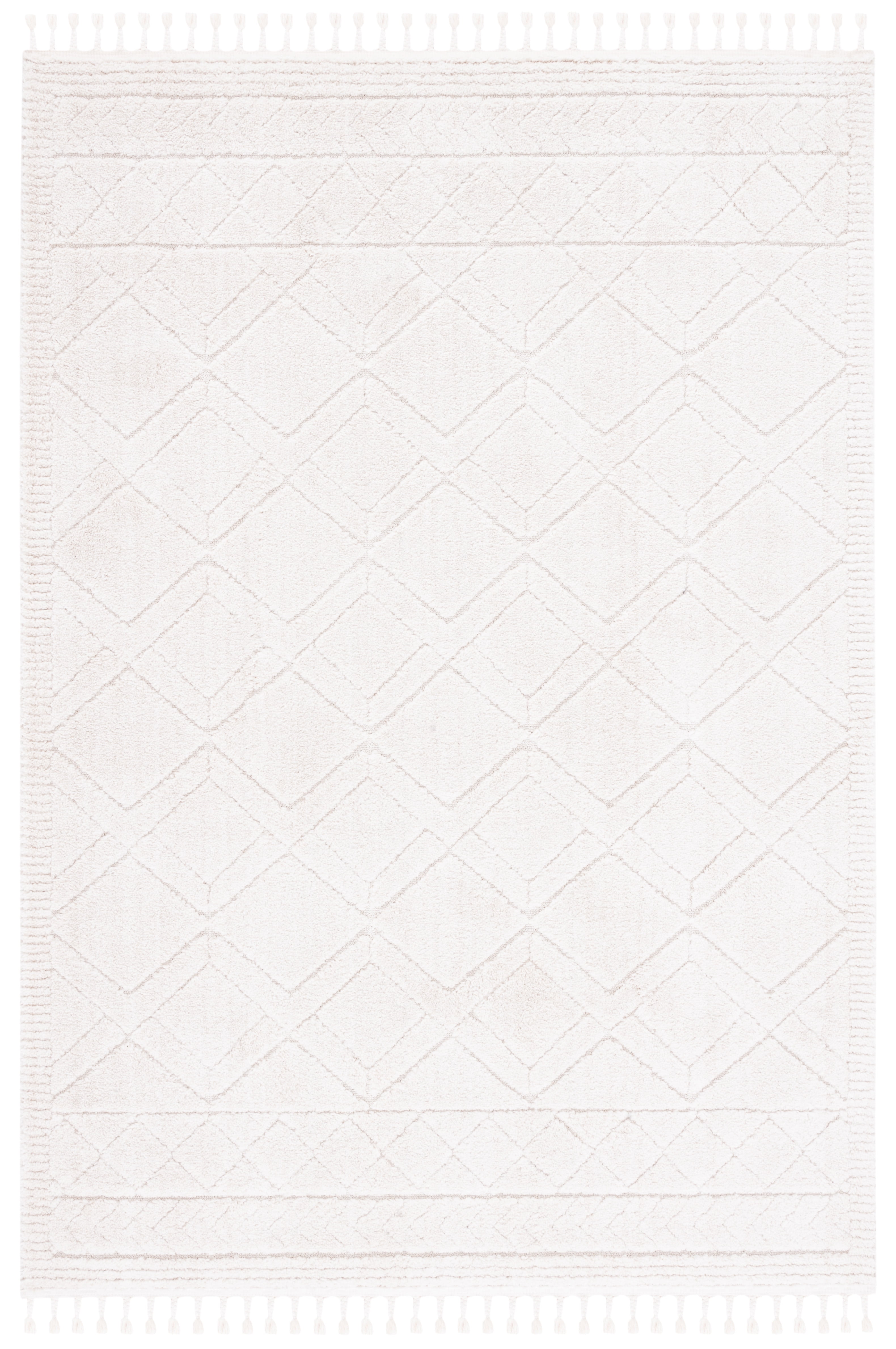 Ivory and Beige Hand-Knotted Wool Rectangular Rug