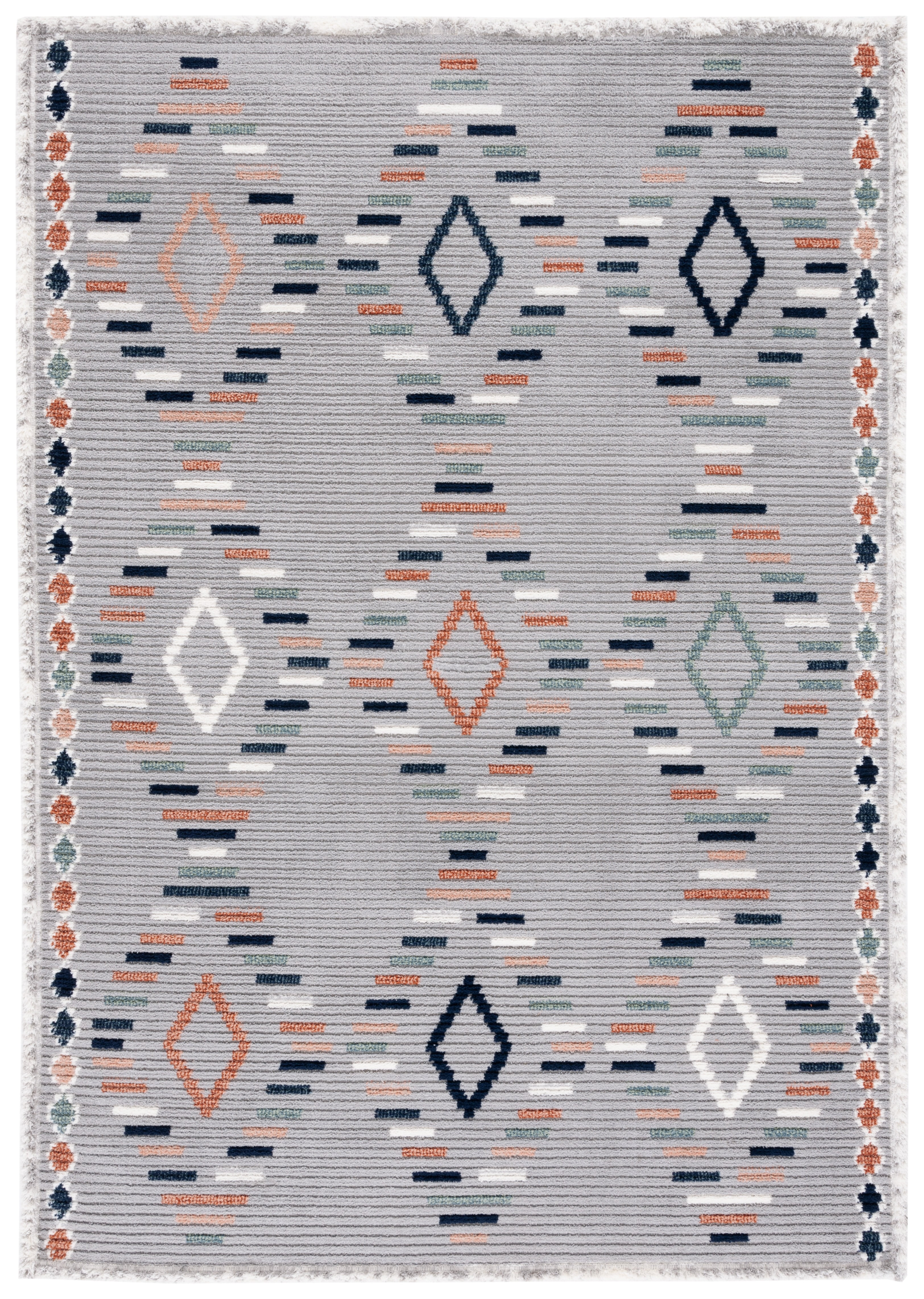 Marrakesh Grey and Blue Rust 8' x 10' Hand-Knotted Wool Rug
