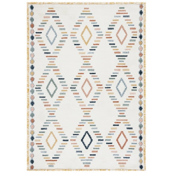 SAFAVIEH Marrakesh Dallas Geometric Polyester Area Rug, Ivory/Multi, 9' x 12'