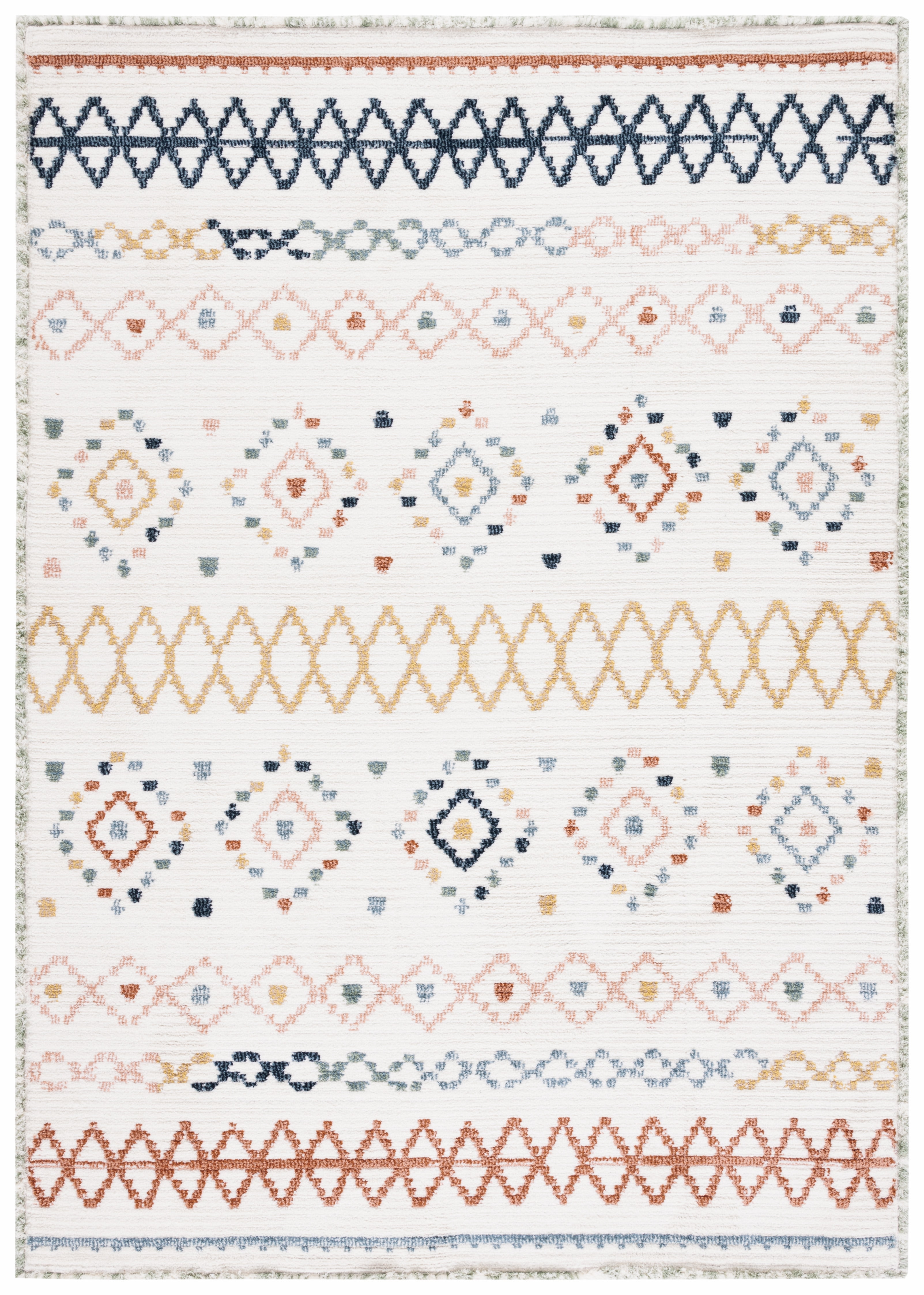 Ivory and Multicolor Flat Woven Wool Area Rug, 8' x 10'