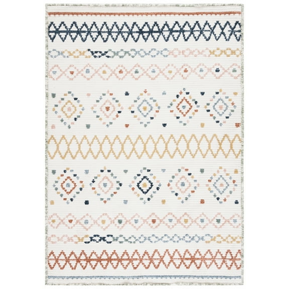 SAFAVIEH Marrakesh Dimas Southwestern Polyester Area Rug, Ivory/Multi, 8' x 10'
