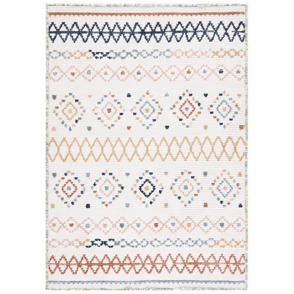SAFAVIEH Marrakesh Dimas Southwestern Polyester Area Rug, Ivory/Multi, 8' x 10'