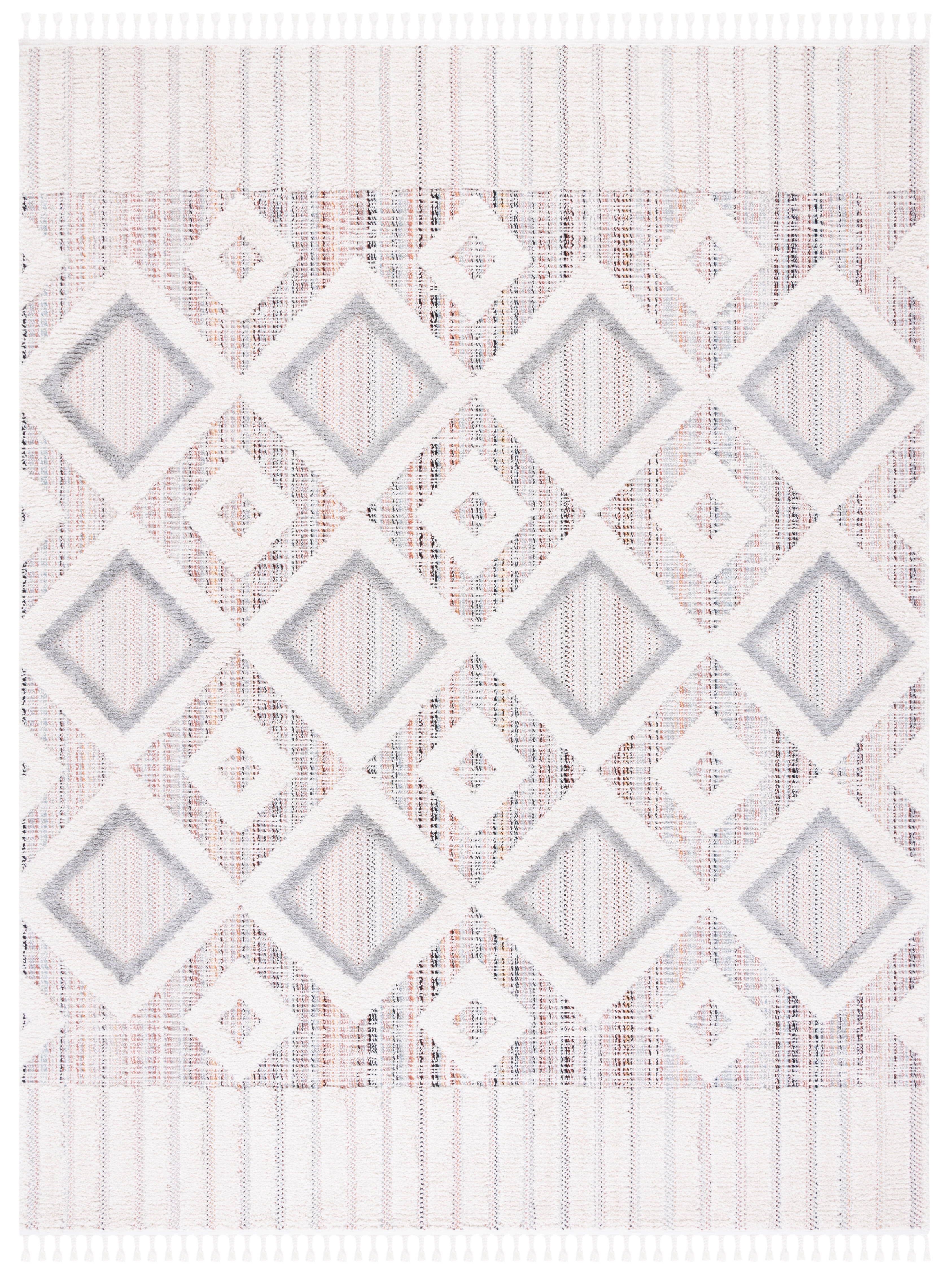 Gray Diamond Synthetic 9' x 12' Area Rug with Tassels