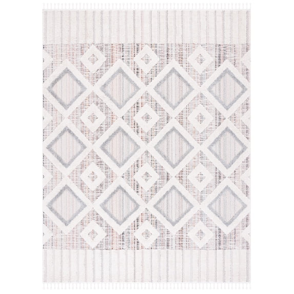 SAFAVIEH Marrakesh Driskoll Geometric Polyester Area Rug, Grey/Multi, 9' x 12'