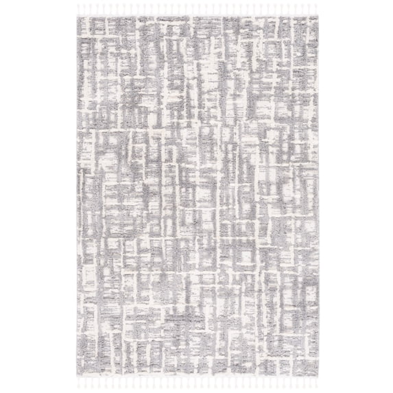 SAFAVIEH Marrakesh Ellery Geometric Polyester Area Rug, Ivory/Dark Grey, 4' x 6'