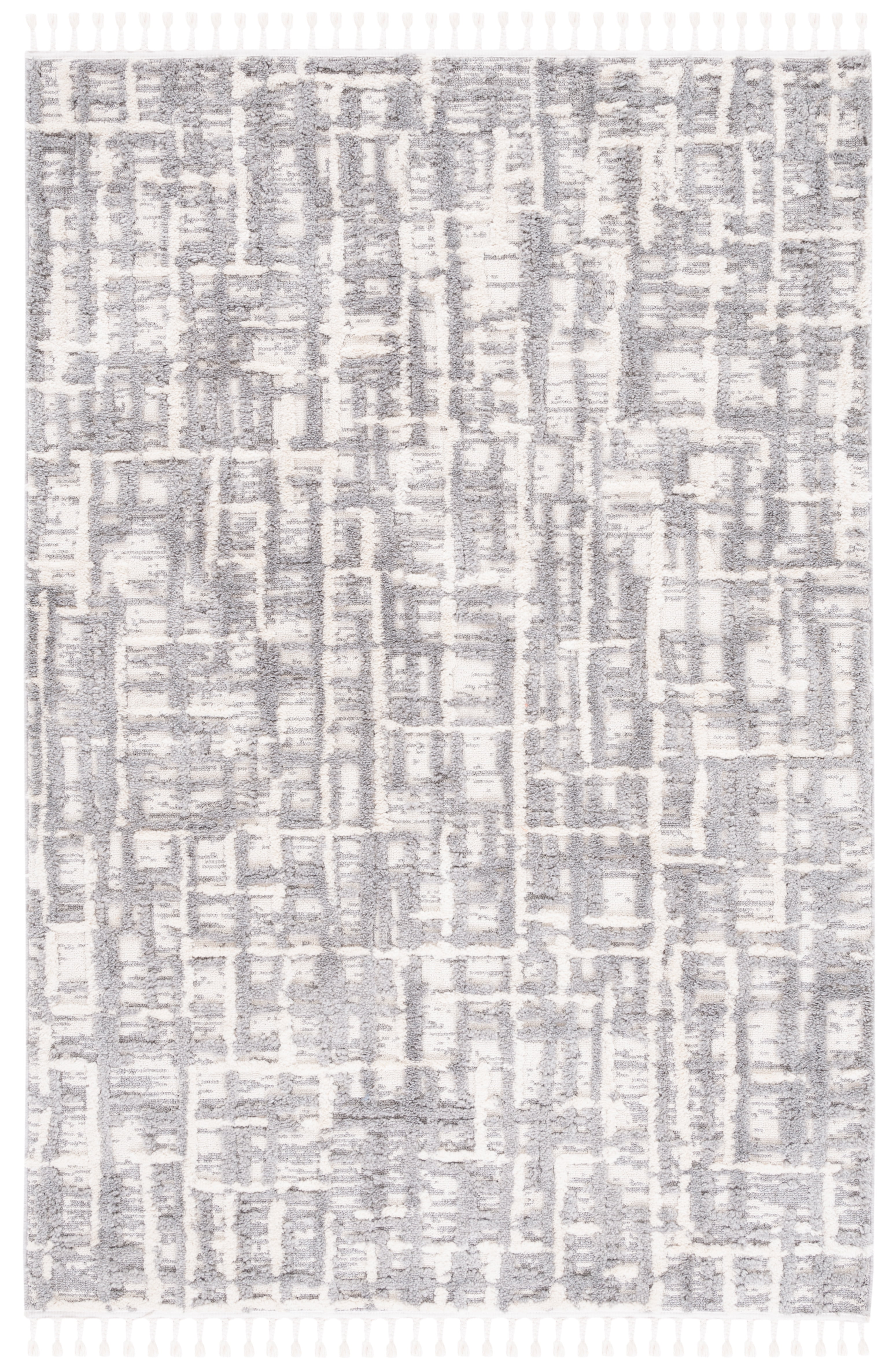 Nomadic Essence Gray Rectangular Hand-Knotted Wool Blend Area Rug
