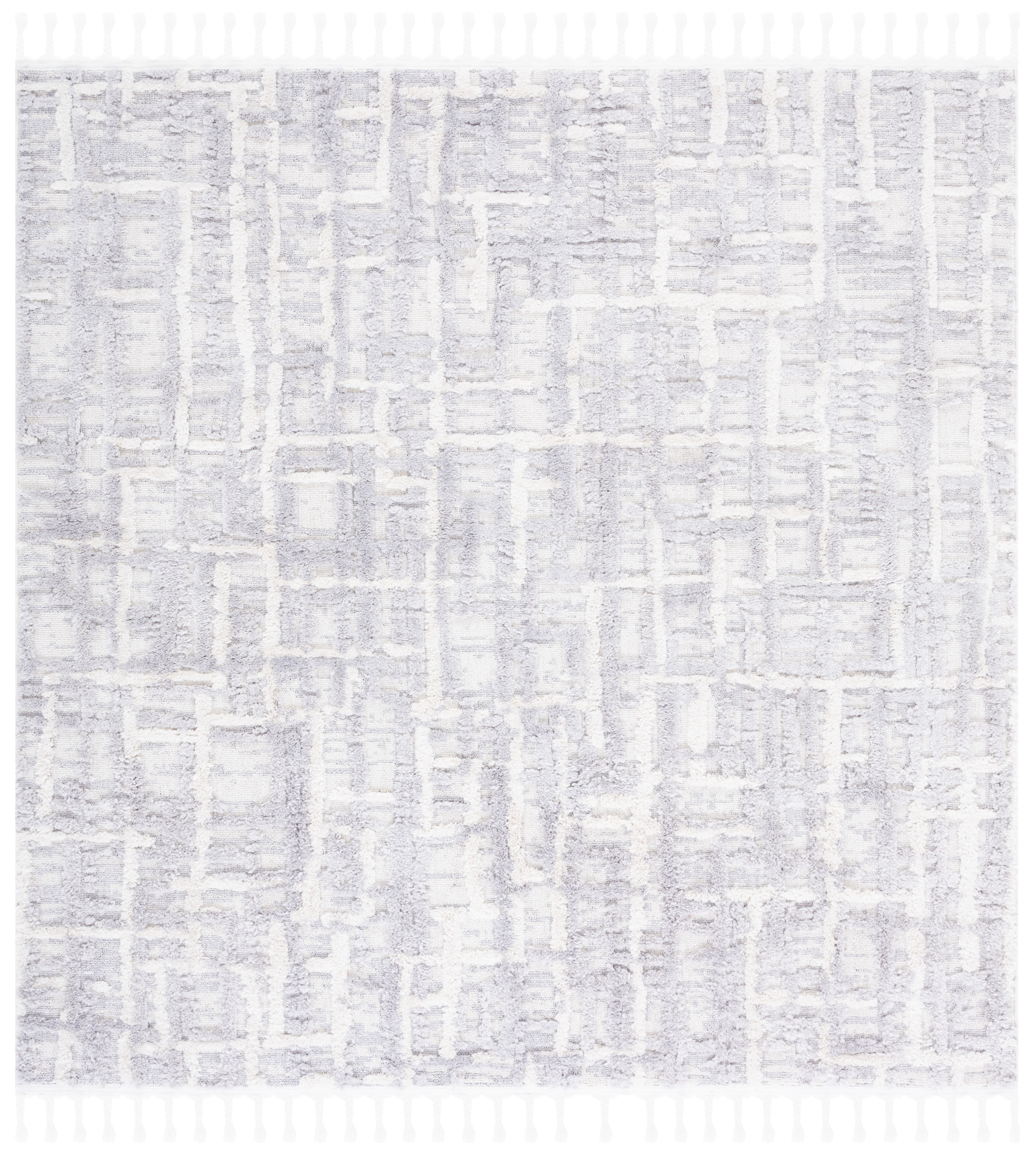 SAFAVIEH Marrakesh Ellery Geometric Polyester Area Rug, Ivory/Dark Grey, 6'7" x 6'7" Square