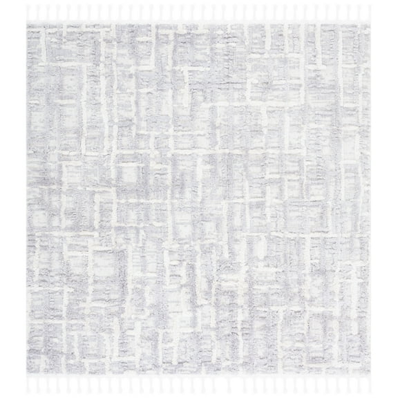 SAFAVIEH Marrakesh Ellery Geometric Polyester Area Rug, Ivory/Dark Grey, 6'7" x 6'7" Square