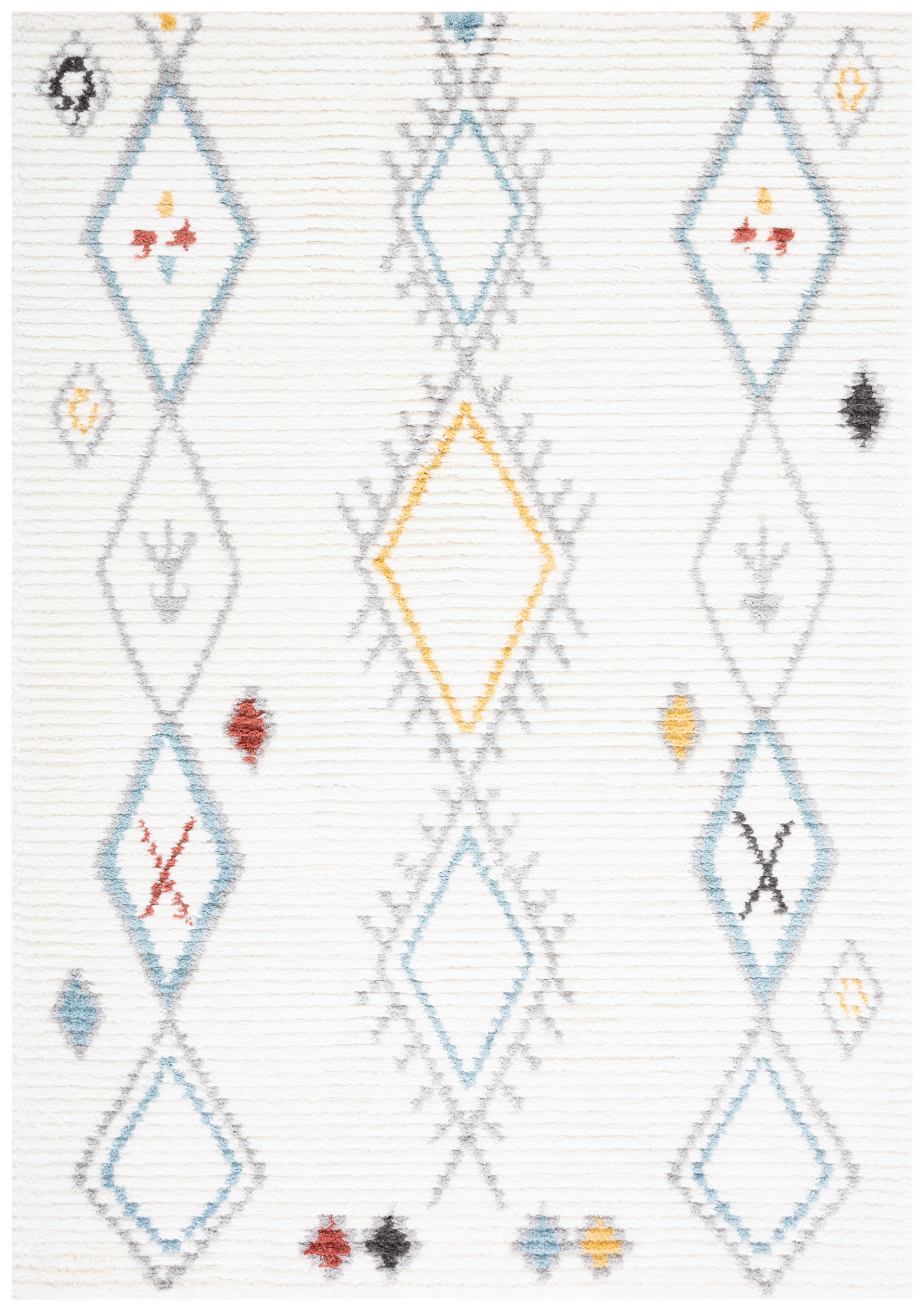 Ivory and Gray Synthetic Hand-knotted Rectangular Area Rug