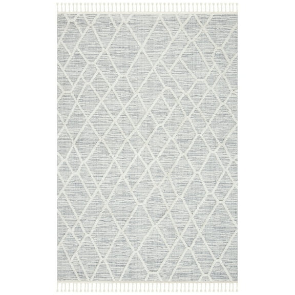 SAFAVIEH Marrakesh Erykah Distressed Geometric Polyester Area Rug, Ivory/Grey, 5'3" x 7'6"