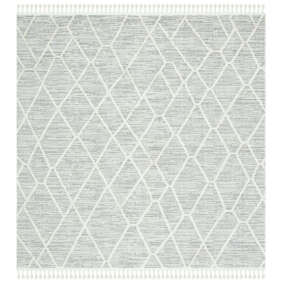 SAFAVIEH Marrakesh Erykah Geometric Polyester Area Rug, Ivory/Grey, 3' x 3' Square