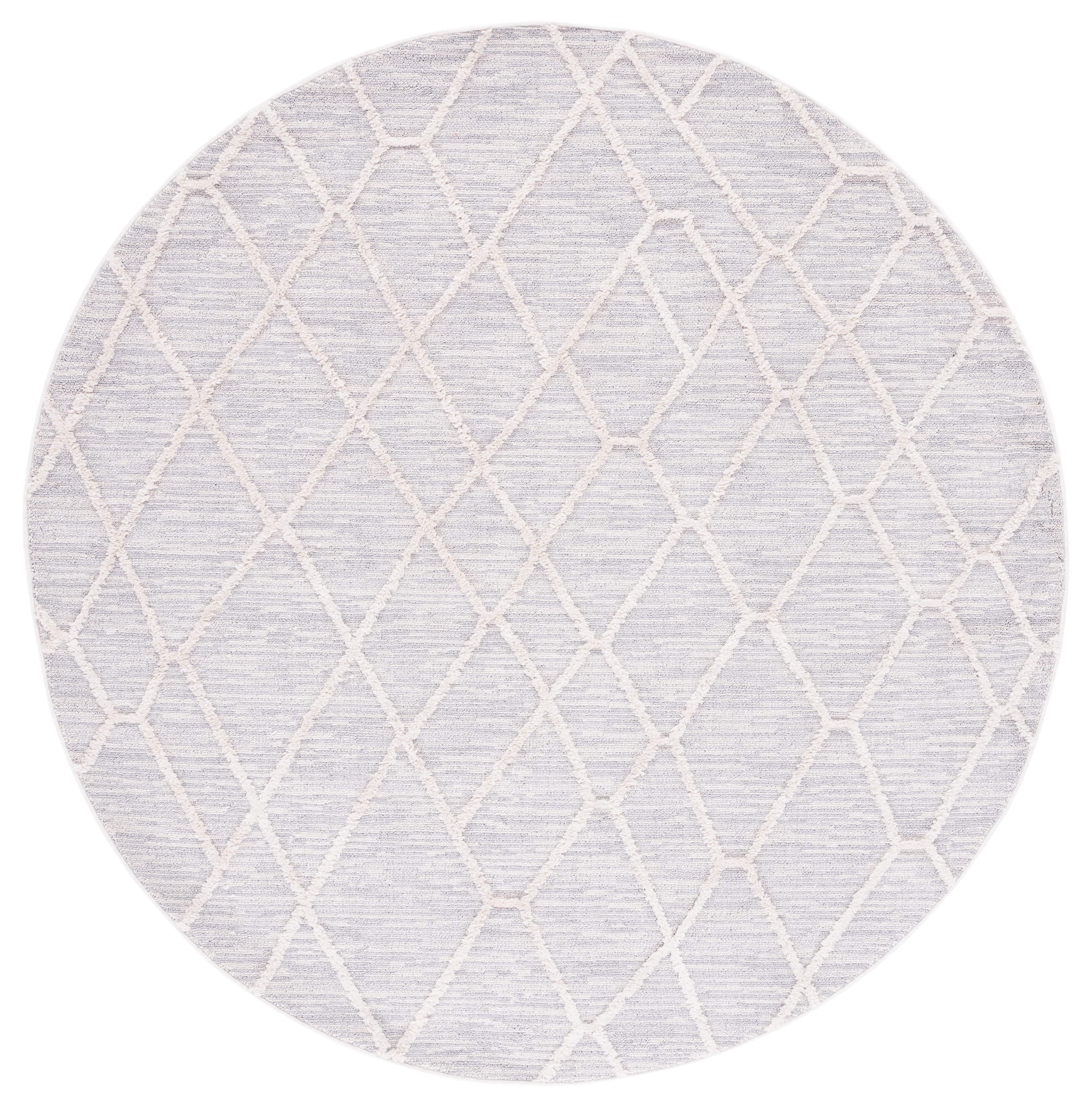 SAFAVIEH Marrakesh Erykah Geometric Polyester Area Rug, Ivory/Grey, 6'7" x 6'7" Round