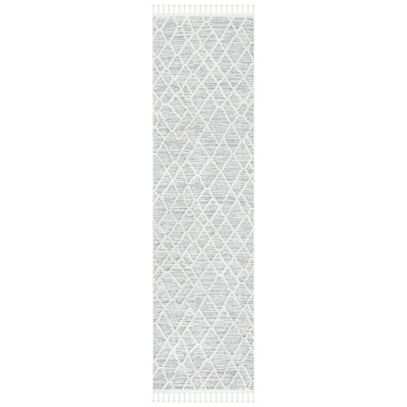 SAFAVIEH Marrakesh Erykah Geometric Polyester Runner Rug, Ivory/Grey, 2'2" x 8'